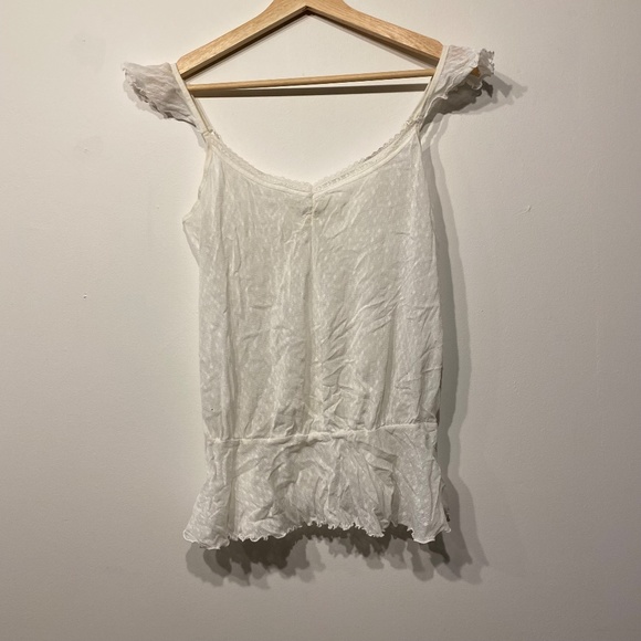 Intimissi White Lace Mesh Sheer Ruffle Coquette Tank Top - Picture 1 of 4